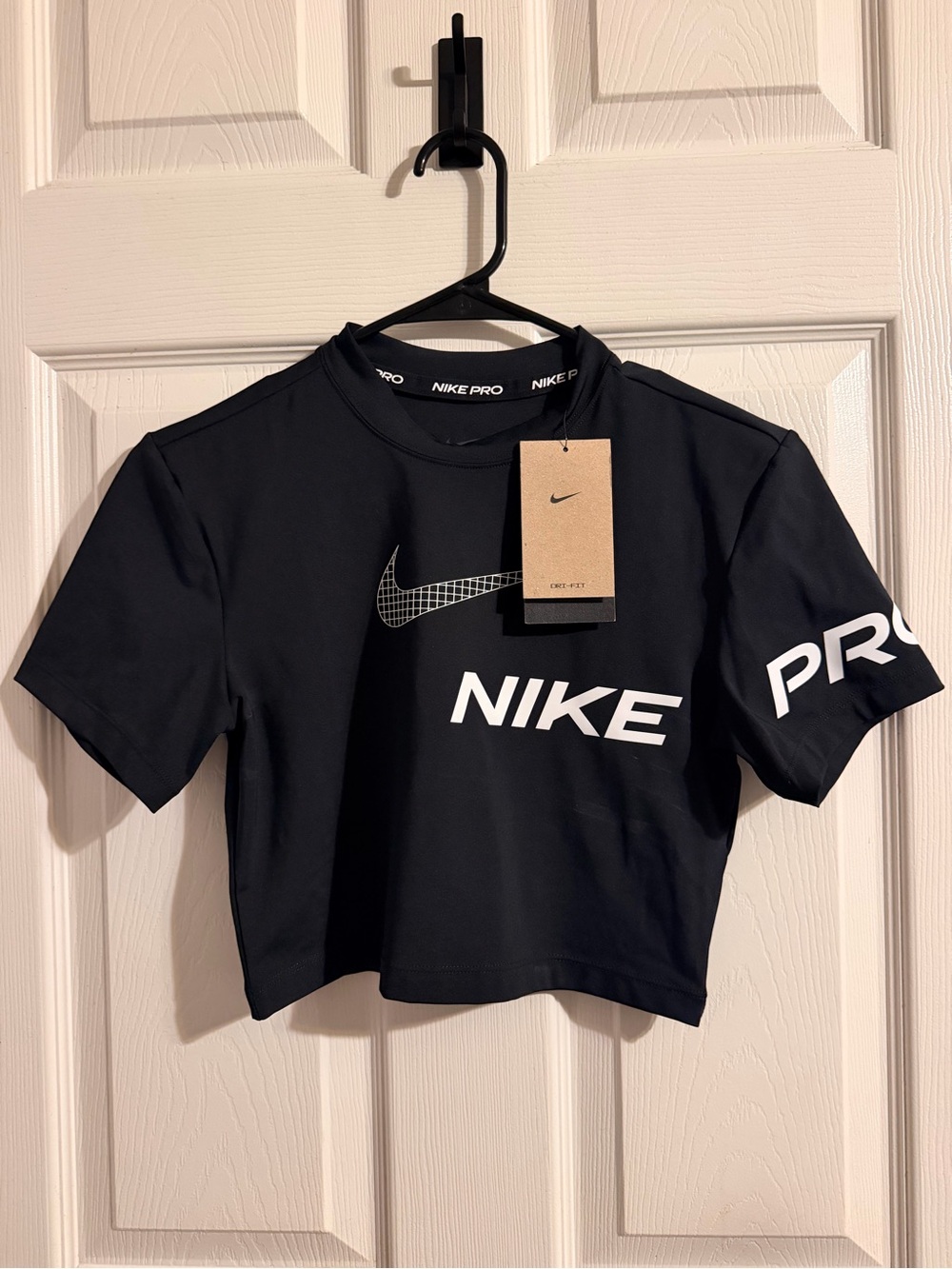 Nike Pro Black Logo Crop Tee